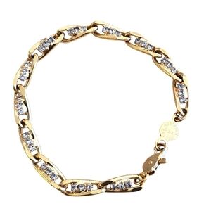 Austrian Crystal Gold Bracelet, Vintage 1950s Chain made in USA